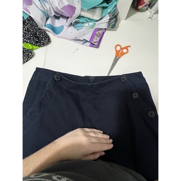 Ralph Lauren Woman’s Size 8 High Wast Wide Leg Blue Trouser Gold Button Nautical - Picture 4 of 13